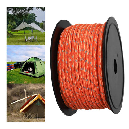 30M 6mm Reflective Tent Rope Guylines Luminous Camping Tent Rope Canopy for Outdoor Travel Canopy Guy Line Open Cut Off-Grid