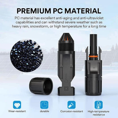 Y&H 2 Pairs Male＆Female Waterproof Plug PV Cable Connector for Solar Inverter Panels PV Systems and Wire Connection Open Cut Off-Grid
