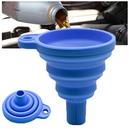 Engine Funnel Car Universal Silicone Liquid Funnel Washer Fluid Change Foldable Portable Auto Engine Oil Petrol Change Funnel Open Cut Off-Grid