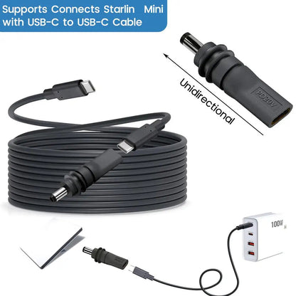 C to DC/D to D Power Adapter for Starlink Mini PD100W USB C Female to DC5521 Male Connector Charge Barrel Jack Power Adapter Open Cut Off-Grid