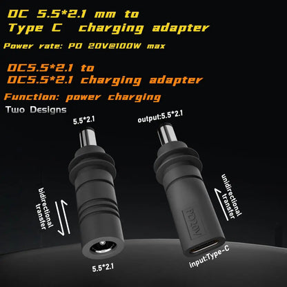 C to DC/D to D Power Adapter for Starlink Mini PD100W USB C Female to DC5521 Male Connector Charge Barrel Jack Power Adapter Open Cut Off-Grid