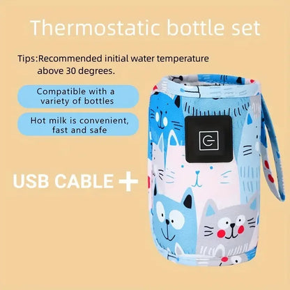 USB Milk Water Warmer, Travel Stroller Insulated Bag, Nursing Bottle Heater, Portable Bottle Feeding Warmer, Christmas, Hallowee Open Cut Off-Grid