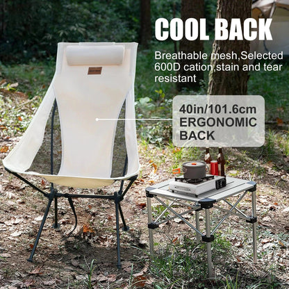 WESTTUNE Portable Folding Camping Chair with Headrest Lightweight Tourist Chairs Aluminum Alloy Fishing Chair Outdoor Furniture Open Cut Off-Grid