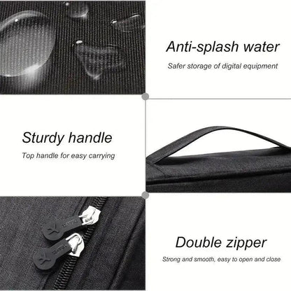Cable Storage Bag Waterproof Digital Electronic Organizer Portable USB Data Line Charger Plug Storage Bag Travel Cable Organizer Open Cut Off-Grid
