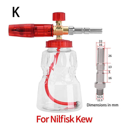 Pressure Washer Brass Snow Foam Lance Foam Nozzle Car Wash Foam Maker for Karcher Elitech Bort AR Bosch Pressure Washer