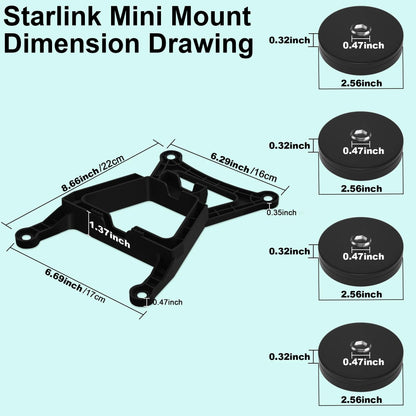 For Starlink Mini roof mounting bracket, 4 magnetic bases, magnetic mounting bracket for Starlink mini Internet kit satellites