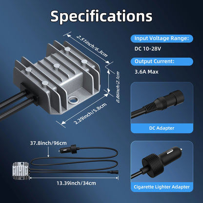 Starlink Mini Cable Car Adapter with Step Up Converter 12V Power Cable with Cigarette Lighter Plug 10-28V to 30V 3.5A Conversion Open Cut Off-Grid