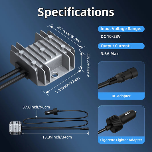 Starlink Mini Cable Car Adapter with Step Up Converter 12V Power Cable with Cigarette Lighter Plug 10-28V to 30V 3.5A Conversion Open Cut Off-Grid