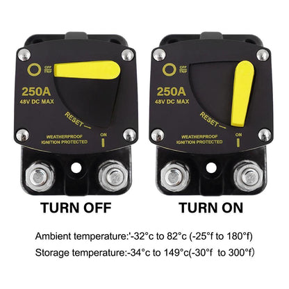 50A 60A 80A 100A 150A 200A 250A 300A AMP Circuit Breaker Fuse Reset 12-48V DC Breaker Waterproof 2022 Open Cut Off-Grid