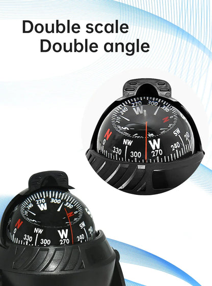 Marine Navigation Compass Black With Electronic LED Light Electronic Sea Pivoting Marine Compass For Marine Boat 12V