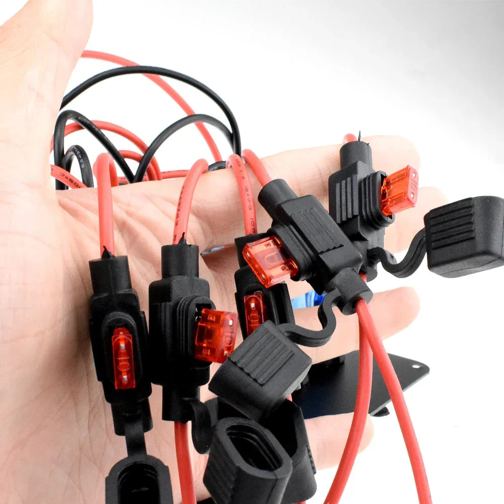 Boat Switch Panel Car Switch Panel Waterproof Digital Voltmeter Dual USB Port 12V Outlet Combination Marine LED Rocker 5 Gang