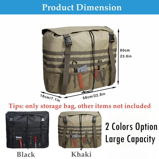 Black Khaki Large Capacity Outdoors Spare Tire Tool Storage Bag Trash Bag SUV Trunk Organizer for Outdoor Off-Road Recovery Gear Open Cut Off-Grid