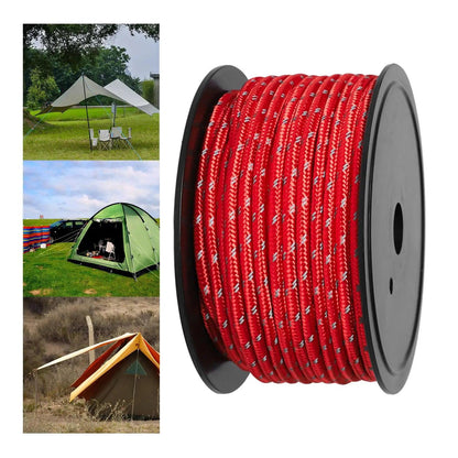 30M 6mm Reflective Tent Rope Guylines Luminous Camping Tent Rope Canopy for Outdoor Travel Canopy Guy Line Open Cut Off-Grid
