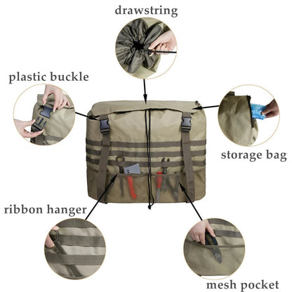 Black Khaki Large Capacity Outdoors Spare Tire Tool Storage Bag Trash Bag SUV Trunk Organizer for Outdoor Off-Road Recovery Gear Open Cut Off-Grid