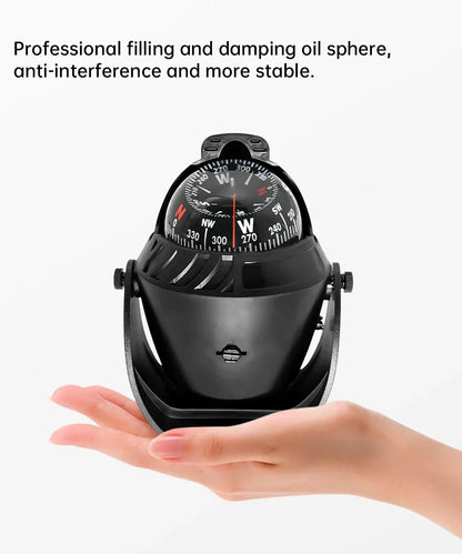 Marine Navigation Compass Black With Electronic LED Light Electronic Sea Pivoting Marine Compass For Marine Boat 12V