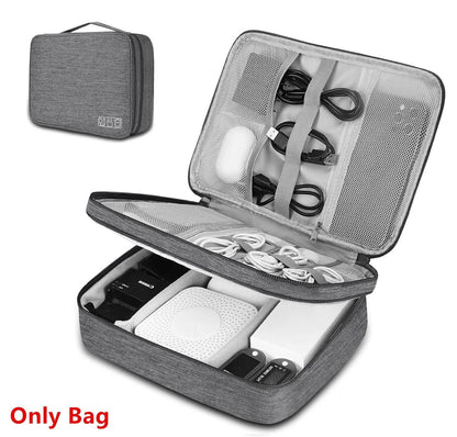 Cable Storage Bag Waterproof Digital Electronic Organizer Portable USB Data Line Charger Plug Storage Bag Travel Cable Organizer Open Cut Off-Grid