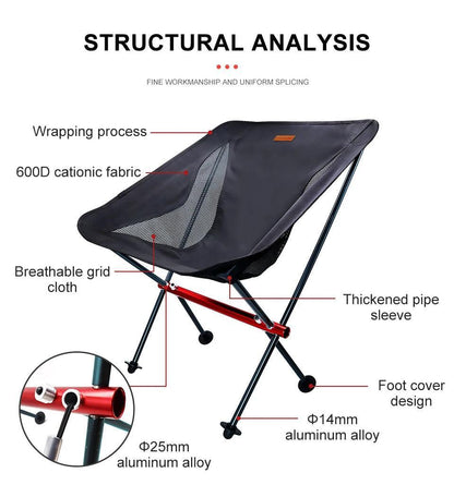 PACOONE Camping Fishing Folding Chair Tourist Beach Chaise Longue Chair for Relaxing Foldable Leisure Travel Furniture Picnic Open Cut Off-Grid
