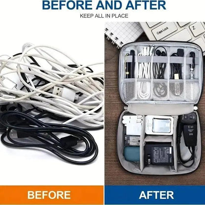 Cable Storage Bag Waterproof Digital Electronic Organizer Portable USB Data Line Charger Plug Storage Bag Travel Cable Organizer Open Cut Off-Grid