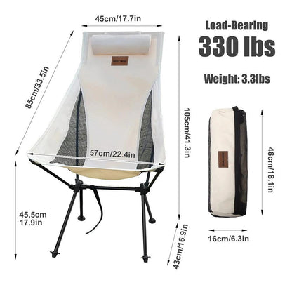WESTTUNE Portable Folding Camping Chair with Headrest Lightweight Tourist Chairs Aluminum Alloy Fishing Chair Outdoor Furniture Open Cut Off-Grid