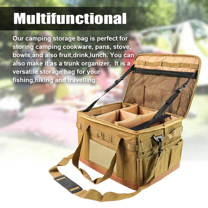 Large Zipper Camping Bag Anti-crash Stove Cookware Carrying Bag Multifunctional Durable Camping Accessories Storage Organizer Open Cut Off-Grid