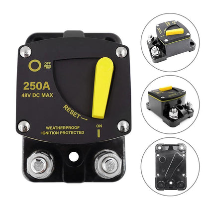 50A 60A 80A 100A 150A 200A 250A 300A AMP Circuit Breaker Fuse Reset 12-48V DC Breaker Waterproof 2022 Open Cut Off-Grid