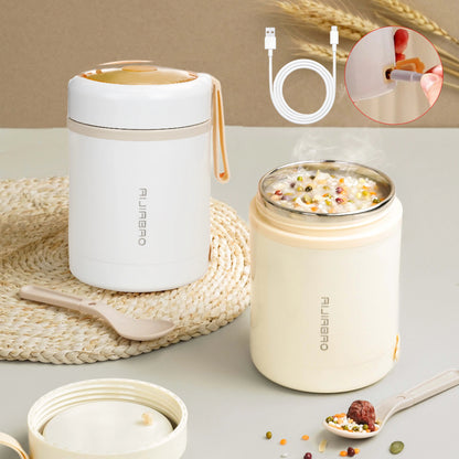 600ML USB Electric Heating Lunch Box Portable Picnic Milk Drink  Food Heater Stainless Steel Food Warmer Container 5V 12V 24V Open Cut Off-Grid
