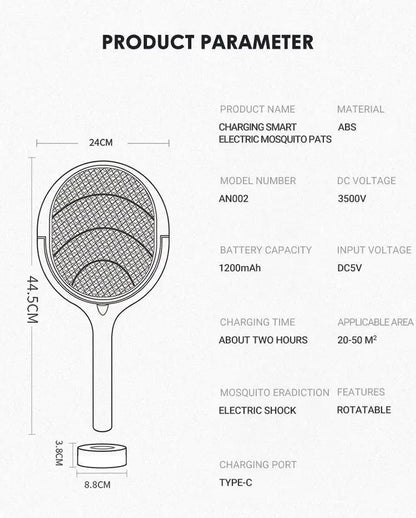 5 In 1 Fast Charging Racket Kill Fly Bug Safety Insulated Battery Powered Lamp ABS Adjustable Electric Mosquito Swatter Open Cut Off-Grid