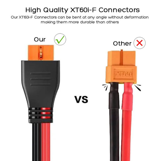 3m/1.5m 12AWG XT60i to Solar Cable for EcoFlow River 2 Pro Max Delta 2 3 Pro Max Wave 2 3 etc. Portable Power Stations.