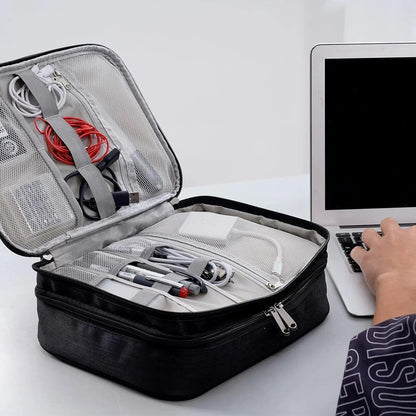 Cable Storage Bag Waterproof Digital Electronic Organizer Portable USB Data Line Charger Plug Storage Bag Travel Cable Organizer Open Cut Off-Grid