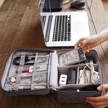 Cable Storage Bag Waterproof Digital Electronic Organizer Portable USB Data Line Charger Plug Storage Bag Travel Cable Organizer Open Cut Off-Grid