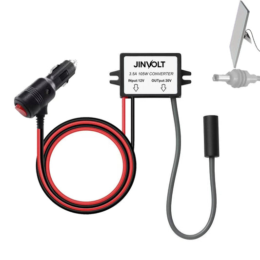 Starlink Mini 12V Car Adapter Step-Up To 30V 3.5A DC Output is suitable for Vehicle/RV Starlink Power Supply Converter Open Cut Off-Grid
