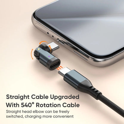 AUFU PD240W OTG USB C to Type C Adapter 540 Rotation Type-C Male to Female Converter for Macbook Xiaomi Samsung OTG Connector Open Cut Off-Grid