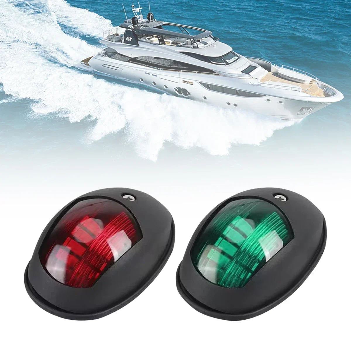 Black/White For Yacht Navigation Light Waterproof LED Marine Sounding Light Navigation Light Red and Green Marine Light 12V 24V
