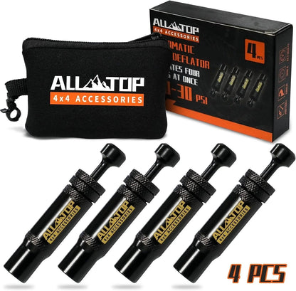 Auto-Stop Tire Deflator Valve Kit (10-30 PSI) 4 PCS Screw-on Tyre Air Down Tool Vehicles Motorcycle Offroad 4x4 All Top 4x4 Accessories