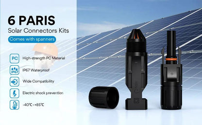 Y&H 2 Pairs Male＆Female Waterproof Plug PV Cable Connector for Solar Inverter Panels PV Systems and Wire Connection Open Cut Off-Grid