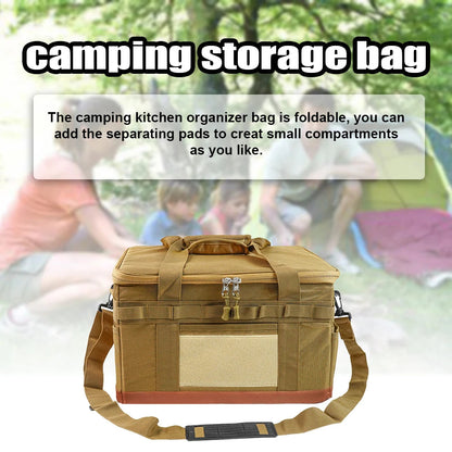 Large Zipper Camping Bag Anti-crash Stove Cookware Carrying Bag Multifunctional Durable Camping Accessories Storage Organizer Open Cut Off-Grid
