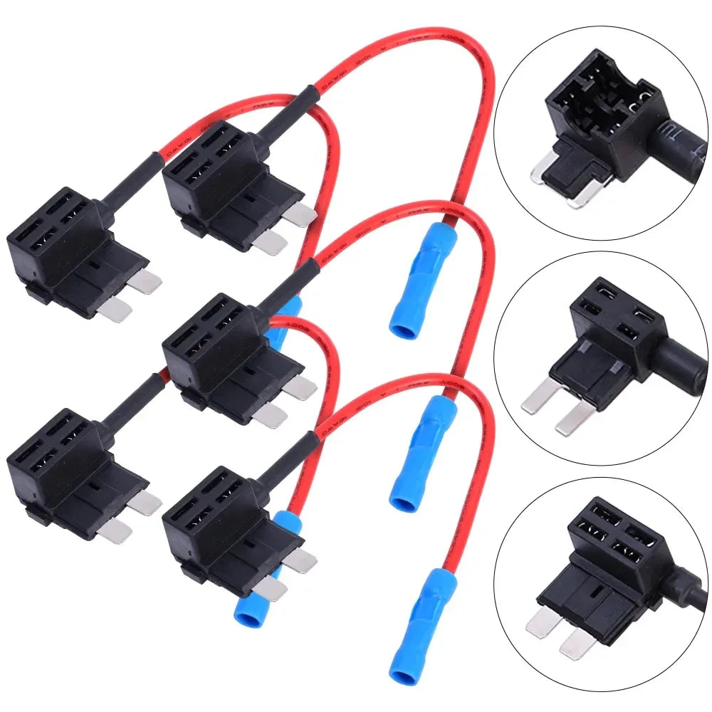 12V 24V Car Fuse Blades Holder Circuit Adapter Protector Splitter ATM APM Tap Micro Connector Truck Automobile Accessories Open Cut Off-Grid
