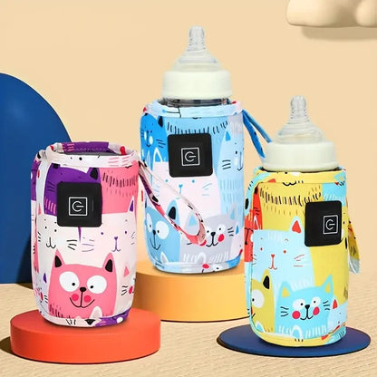 USB Milk Water Warmer, Travel Stroller Insulated Bag, Nursing Bottle Heater, Portable Bottle Feeding Warmer, Christmas, Hallowee Open Cut Off-Grid