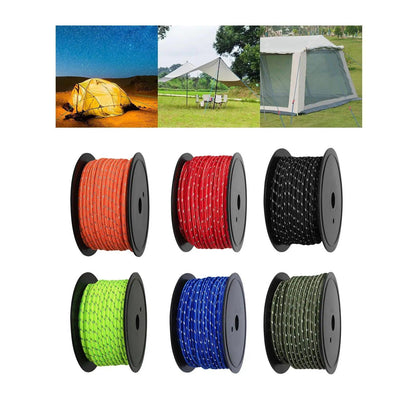 30M 6mm Reflective Tent Rope Guylines Luminous Camping Tent Rope Canopy for Outdoor Travel Canopy Guy Line Open Cut Off-Grid