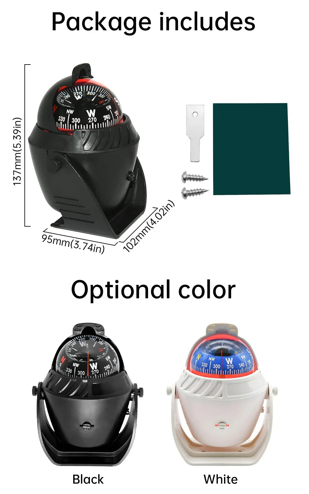 Marine Navigation Compass Black With Electronic LED Light Electronic Sea Pivoting Marine Compass For Marine Boat 12V