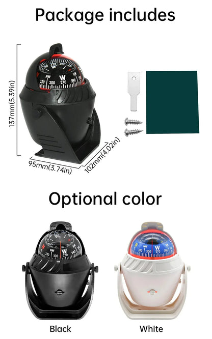 Marine Navigation Compass Black With Electronic LED Light Electronic Sea Pivoting Marine Compass For Marine Boat 12V