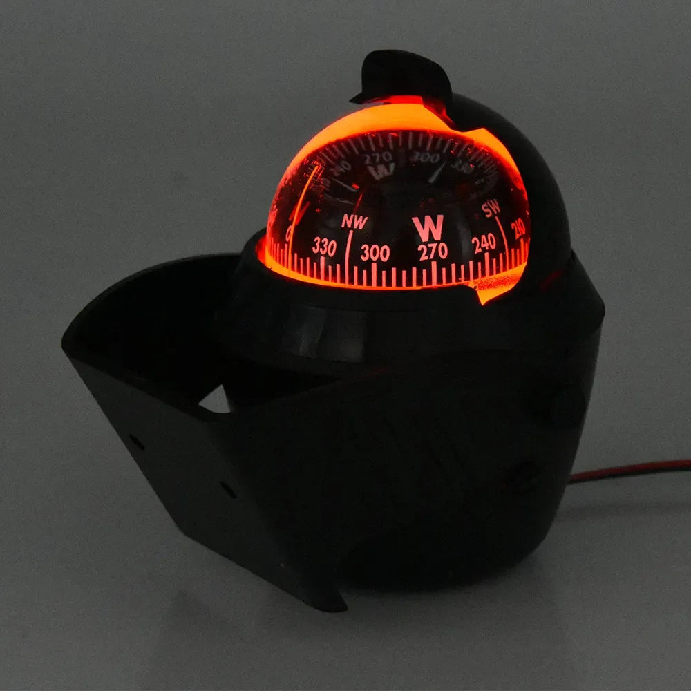 Marine Navigation Compass Black With Electronic LED Light Electronic Sea Pivoting Marine Compass For Marine Boat 12V