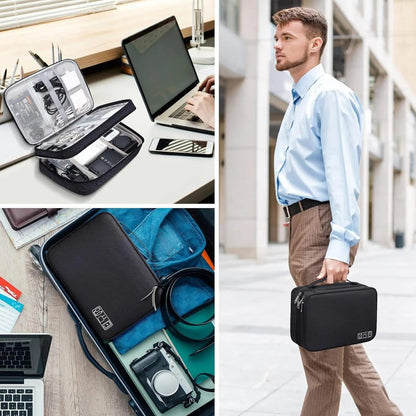 Cable Storage Bag Waterproof Digital Electronic Organizer Portable USB Data Line Charger Plug Storage Bag Travel Cable Organizer Open Cut Off-Grid