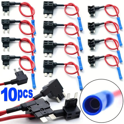 12V 24V Car Fuse Blades Holder Circuit Adapter Protector Splitter ATM APM Tap Micro Connector Truck Automobile Accessories Open Cut Off-Grid