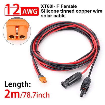 Solar Connector to XT60I- F Adapter 12AWG Cable Connect Solar Panel Charge Cable 1/2/3M for Generator Portable Power Station