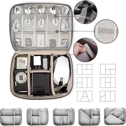 Cable Storage Bag Waterproof Digital Electronic Organizer Portable USB Data Line Charger Plug Storage Bag Travel Cable Organizer Open Cut Off-Grid