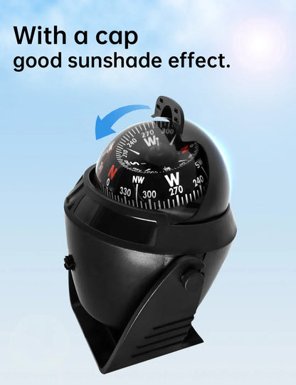 Marine Navigation Compass Black With Electronic LED Light Electronic Sea Pivoting Marine Compass For Marine Boat 12V