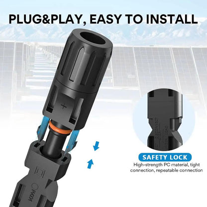 Y&H 2 Pairs Male＆Female Waterproof Plug PV Cable Connector for Solar Inverter Panels PV Systems and Wire Connection Open Cut Off-Grid