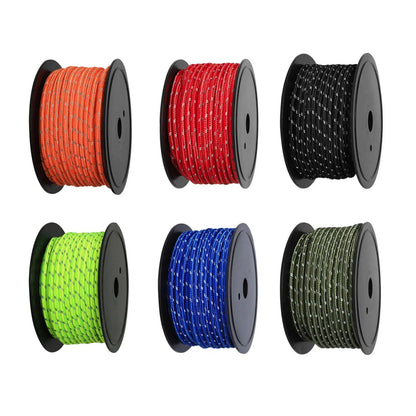 30M 6mm Reflective Tent Rope Guylines Luminous Camping Tent Rope Canopy for Outdoor Travel Canopy Guy Line Open Cut Off-Grid