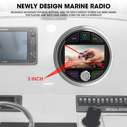 Boat Radio MP5 Marine Source Media Player AM FM RDS Receiver MP3 Stereo MP4 Video Play Bluetooth for ATV UTV SPA RZR Open Cut Off-Grid
